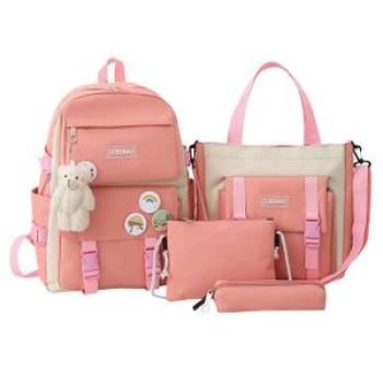 canvas 4set schoo college schoolbag teenager shoulderbag
