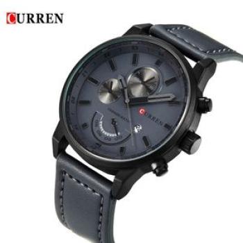 PU Leather 3ATM Wristwatch - Black
