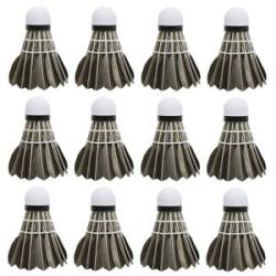 Badminton Shuttlecocks Durable Goose Feather 12x Cork Head Black