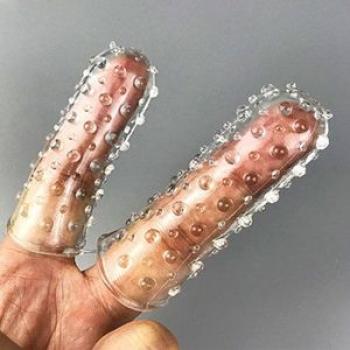 Crystal Dual Finger Sleeves Condom AV Erotic Sex Toys For Woman mastution Couples G-spot Vagina