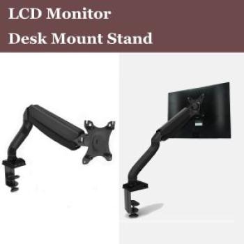 Single Counterbalance Gas Spring Desk Mount Stand Fits Screens up to 27"