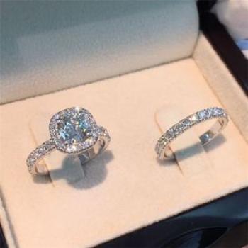 Wedding Ring Engagement Ring Crystal Diamond With Case