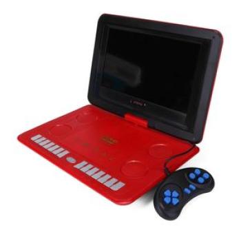 13.8`Portable Home Car DVD Player w/ Game Joystick Remote Control Swivel Screen Red (red)