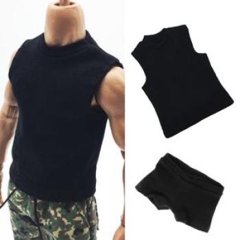 1/6 Black Boxers Underwear + Vest For 12` ZY ZC  Dragon Male Figure