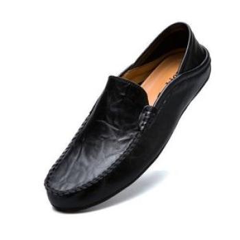 Big Size Mens Loafers Slip Ons Casual Boat Shoes-Black