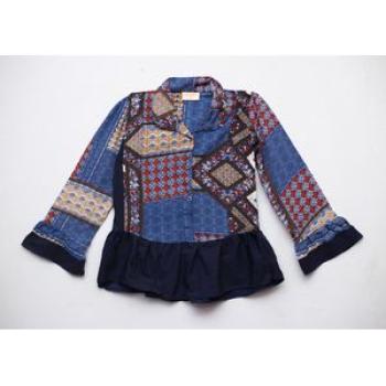 Flare Sleeve Blouse - Multicolour, Blue