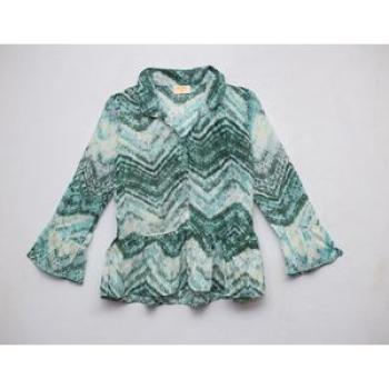 Girl`s Wear - Flare Sleeve Blouse -  Multicolours, Green