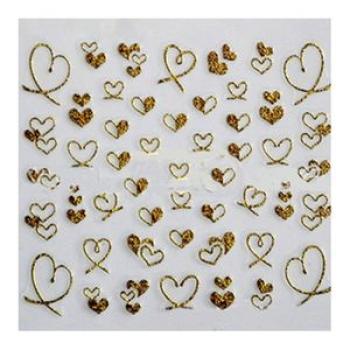 Fashion Heart Bowknot Nail Art Sticker Decal for-Gold Heart