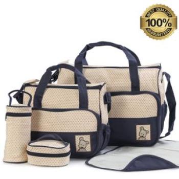 Portable Diaper Bag Set - 5 Pieces - Dark Blue