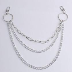 Jeans Pants Chain Belt Hip Hop Chain Key Chain Men Women Silver
