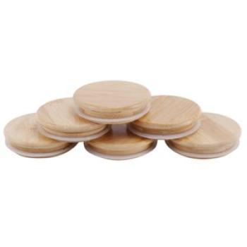 6 Pack Wooden Mason Jar Lids, Reusable Bamboo Mason Canning