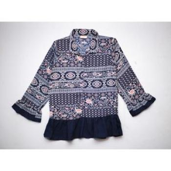 Flare Sleeve Blouse -Multicolour, Dark blue