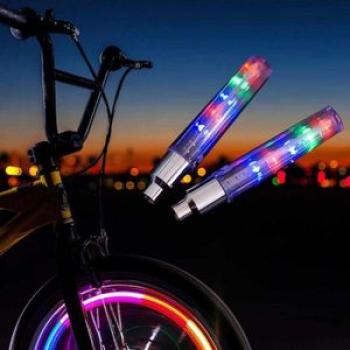 2PCS Bike Car LED Tire Wheel Caps 5 LED Flash Light Neon