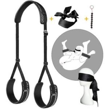 3pcs SM Ankle Collars And Handcuffs For Couples - Black