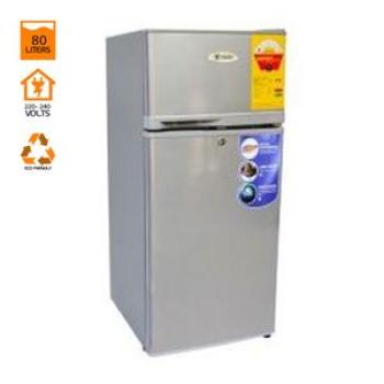 80 Litres - Double Door Table Top Fridge - Dark Silver