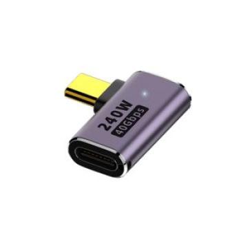 USB-C/Type-C to USB-C/Type-C Side Bend Adapter with Light