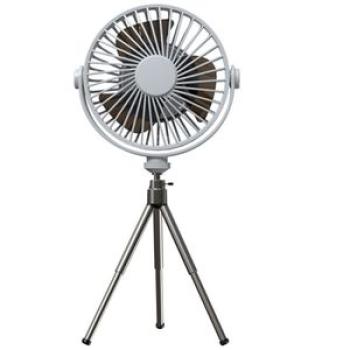 USB Trod Floor Camping Fan With Power LED Light Rechargeable Desktop Portable