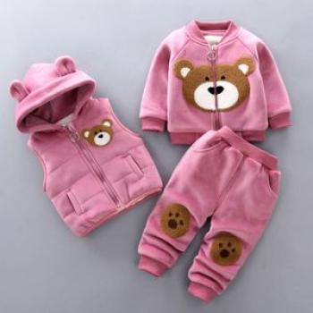 Clothes Sets Jacket Vest Pants Cotton Sport Suit Warm Outfits