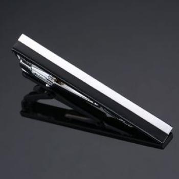 Tie Clip 2 PCS Brass Polished Men Tie Clip, Color: Silver Black