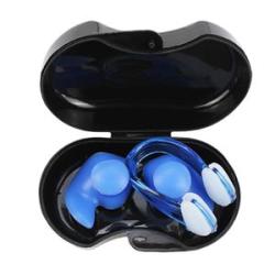 Swimming Ear Plug Nose Clip Set Waterproof Ear Nose Blue