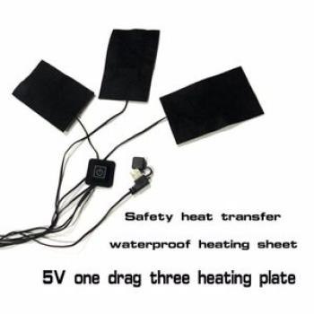 3/5 in1 Electric USB Jacket Clothes Heating Pad Heater Warm Thermal Warming 3 slice