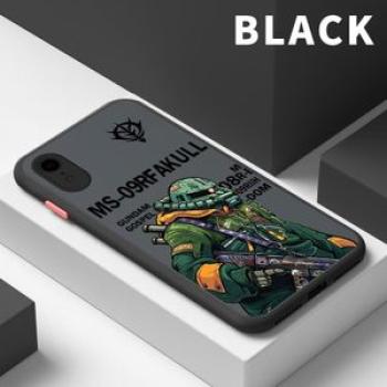 Translucent Matte Phone Case for iPhone XR Alien Hard PC Armor Case Lens Protector Back Cover-Black
