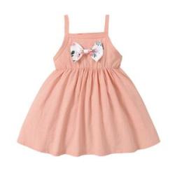 100%Cotton 0-4Years Kid Girl Pink Floral Sleeveless Dress