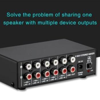 Professional 5-Channel Stereo Active Mixer Audio Multi-Channel Mixer