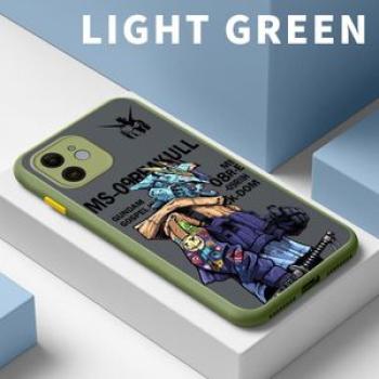 Translucent Matte Phone Case for iPhone 12 Alien Hard PC Armor Case Lens Protector Back Cover-Green