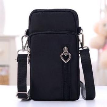 Unisex Women Men Crossbody Bag Waterproof Pocket Mobile-Black