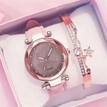 Women Diamond Watch Starry Square Dial Bracelet Watches Set