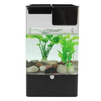 LED Light Square USB Self Cleaning Aquarium Desk Fish Tank Filter AU # Black Black (black)