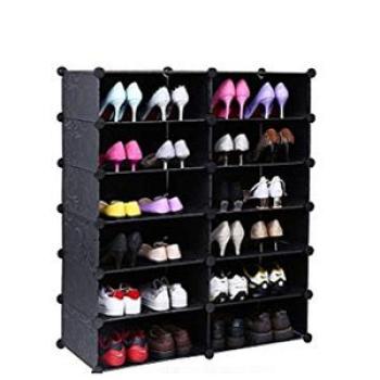 12 Tier Plastic Shoe Rack - Black