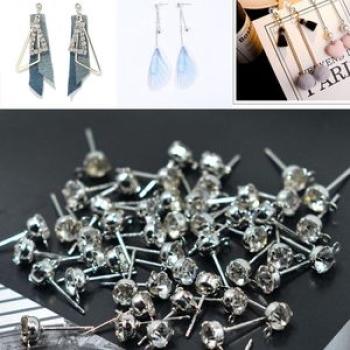 50 Pieces Plated Type Rhinestone Ear Stud Earring
