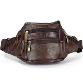 Men Leather Waist Bags Travel Necessity Organizer Mobile Phone Bag(Black)-...