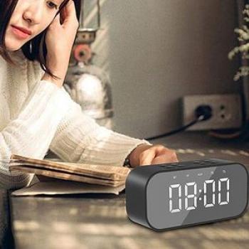 Alarm Clocks Wireless Speaker B*luetooth V5.0 TF Card AUX Play Digital Display Black HT-S