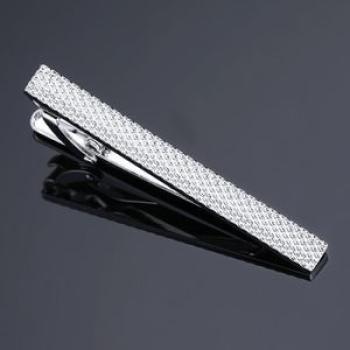 2 PCS Brass Polished Men Tie Clip, Color: Silver Batch Flowe