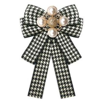 Women Houndstooth Pattern Double-layer Bow-knot Bow Tie Clothing Accessories