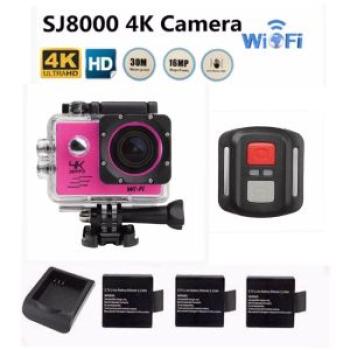 Waterproof SJ8000 2.0` LCD 4K HD WiFi Action DV Sports Camera + Remote Control Pink Pink