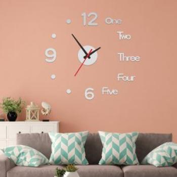 3D Wall Clock Sticker - Silver