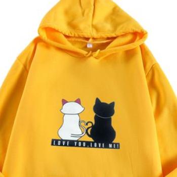 Girls Long Sleeve Hooded Sweatshirts, Casual Trendy Yellow