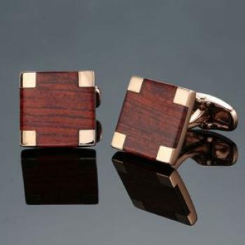 Cufflink 2 Pairs Shirt Brass Cufflinks, Color: Rose Gold Mahogany