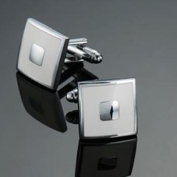 Cufflink Laser Metal Brass Men Shirt Cufflinks, Color: White back