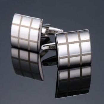 Laser Metal Brass Men Shirt Cufflinks, Color: Silver laser l
