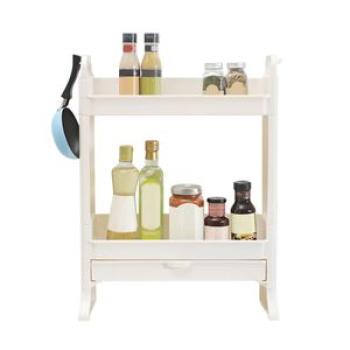 2-Tier Storage Rack Countertop Standing Shelf with Drawer &