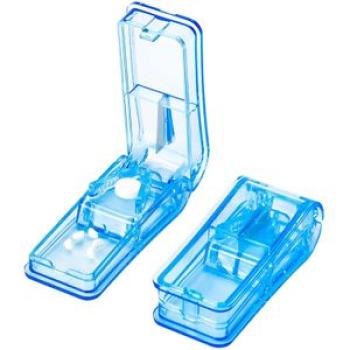 Portable Pill Cutter Box Mini Drug Box Tablet Cutter Pill Case Storage Crusher Travel Pill Box Blue