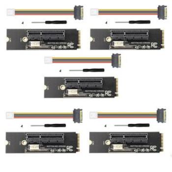 5Set NGFF M.2 to PCI-E 4X Riser Card M2 Key M to PCIe X4 Ada