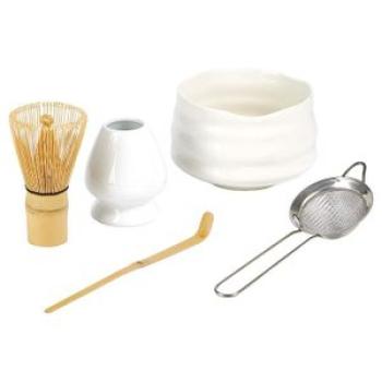 Set Of 5 Green Tea Japanese Matcha Tea Set Matcha Ceremony White Bowl