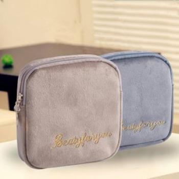 Sanitary Pad Storage Bag with Zipper Period Bag for khaki