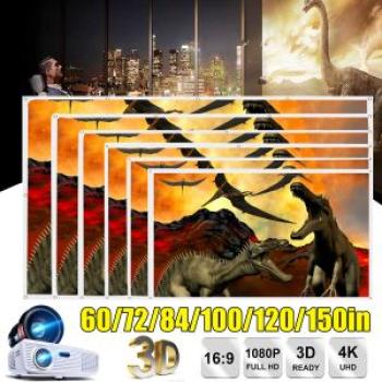 60/72/84/100/120/150Inch Projector Screen HD Home Cinema Outdoor Projection 150 inch